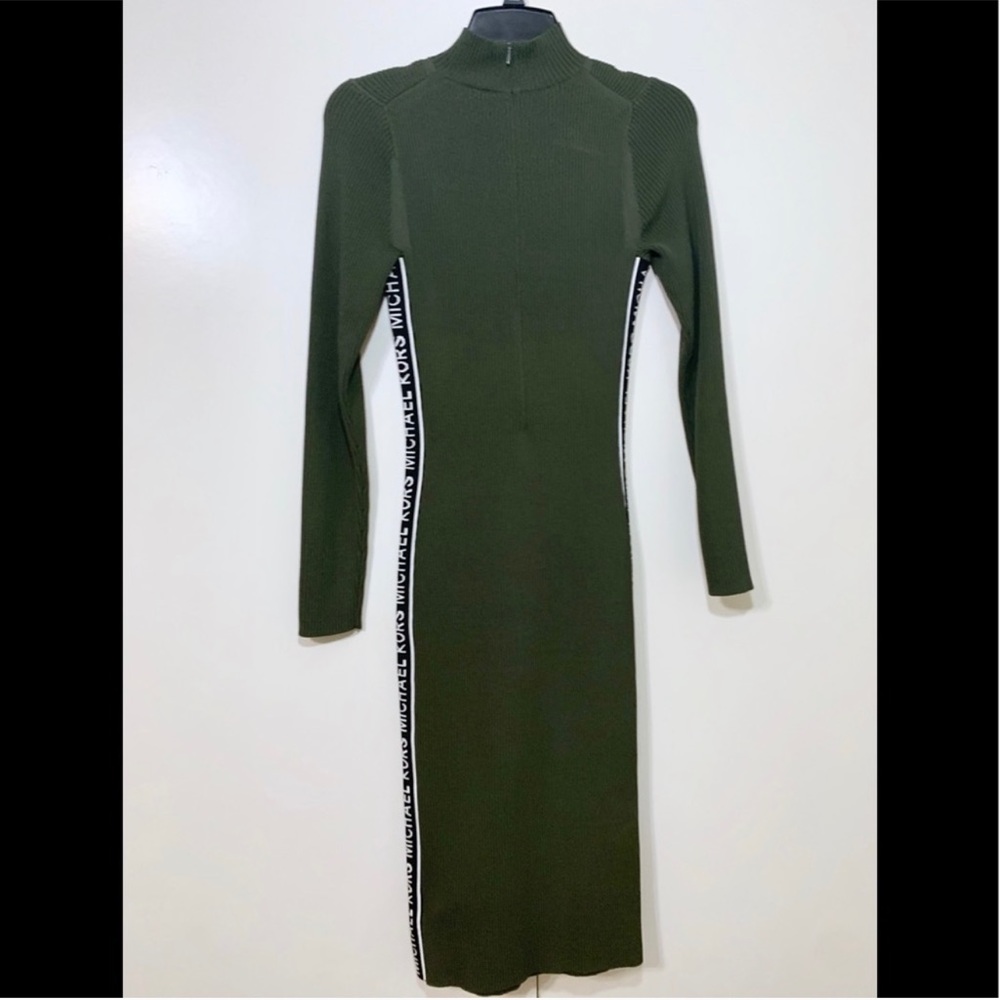 MICHAEL KORS tape ribbed neck dress